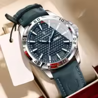 POEDAGAR 895 Man Wristwatch Top Luxury Waterproof Luminous Date Week Watch For Men- Quartz Sport Leather Men's Watches - Watch For Men Time Lovers